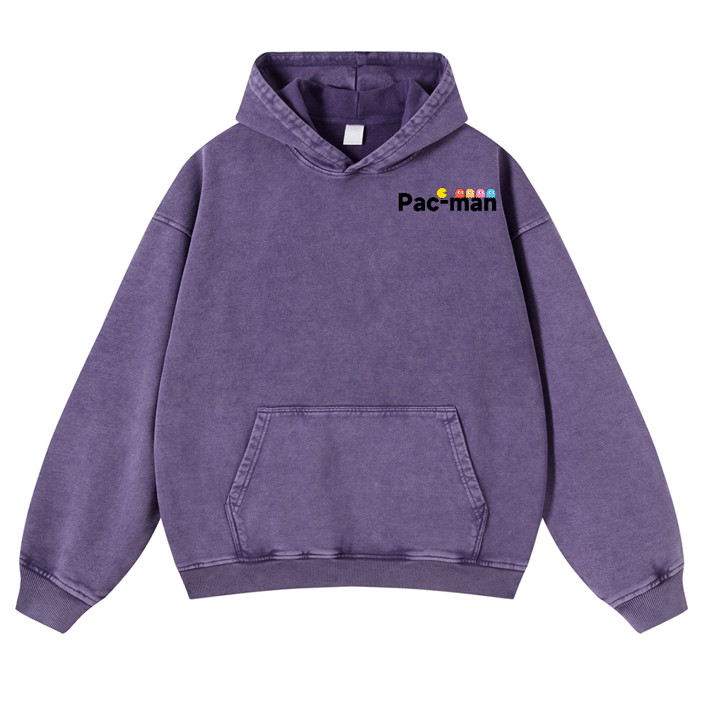 Pacman Vintage Washed Cotton Back Art Hoodie