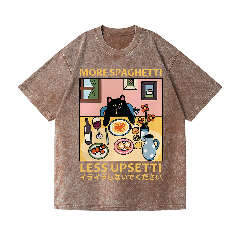 Spaghetti Cat Vintage Wash Japanese Design T-Shirt
