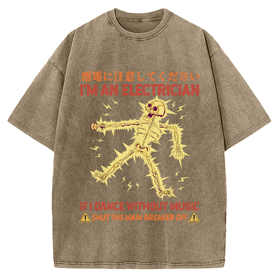 Electrician Dance Skeleton Vintage Washed T-shirt