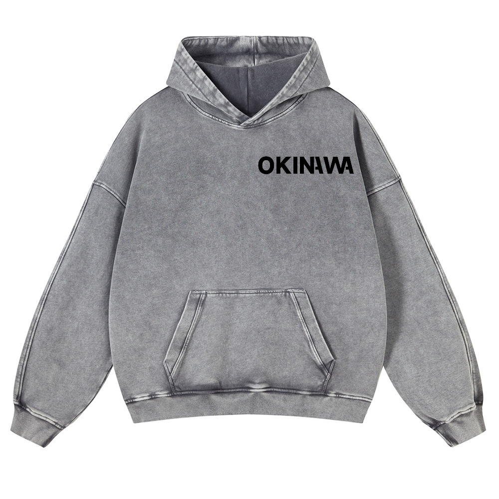 Okinawa Vintage Washed Cotton Back Art Hoodie