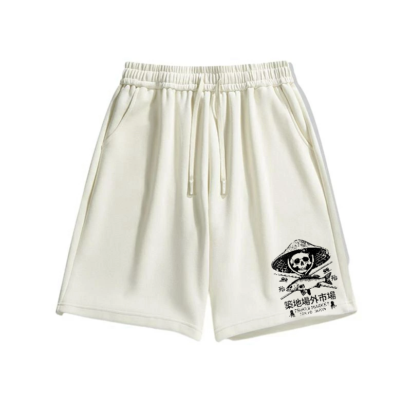 Tsukiji Market Skeleton Cotton Casual Shorts