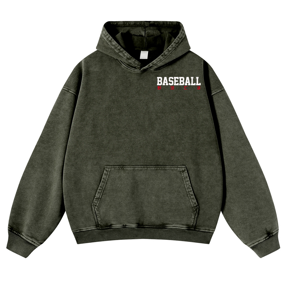 Baseball Vintage Washed Cotton Back Art Hoodie