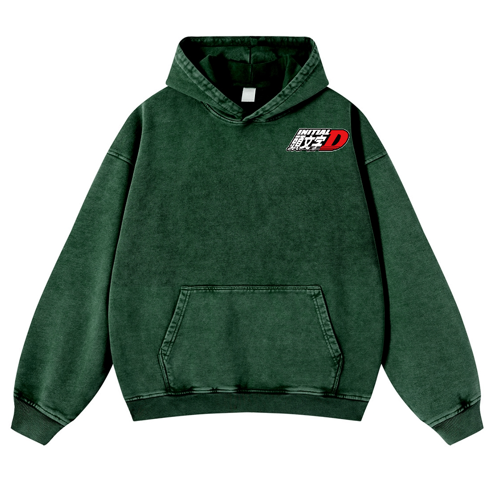 Initial D Vintage Washed Cotton Back Art Hoodie