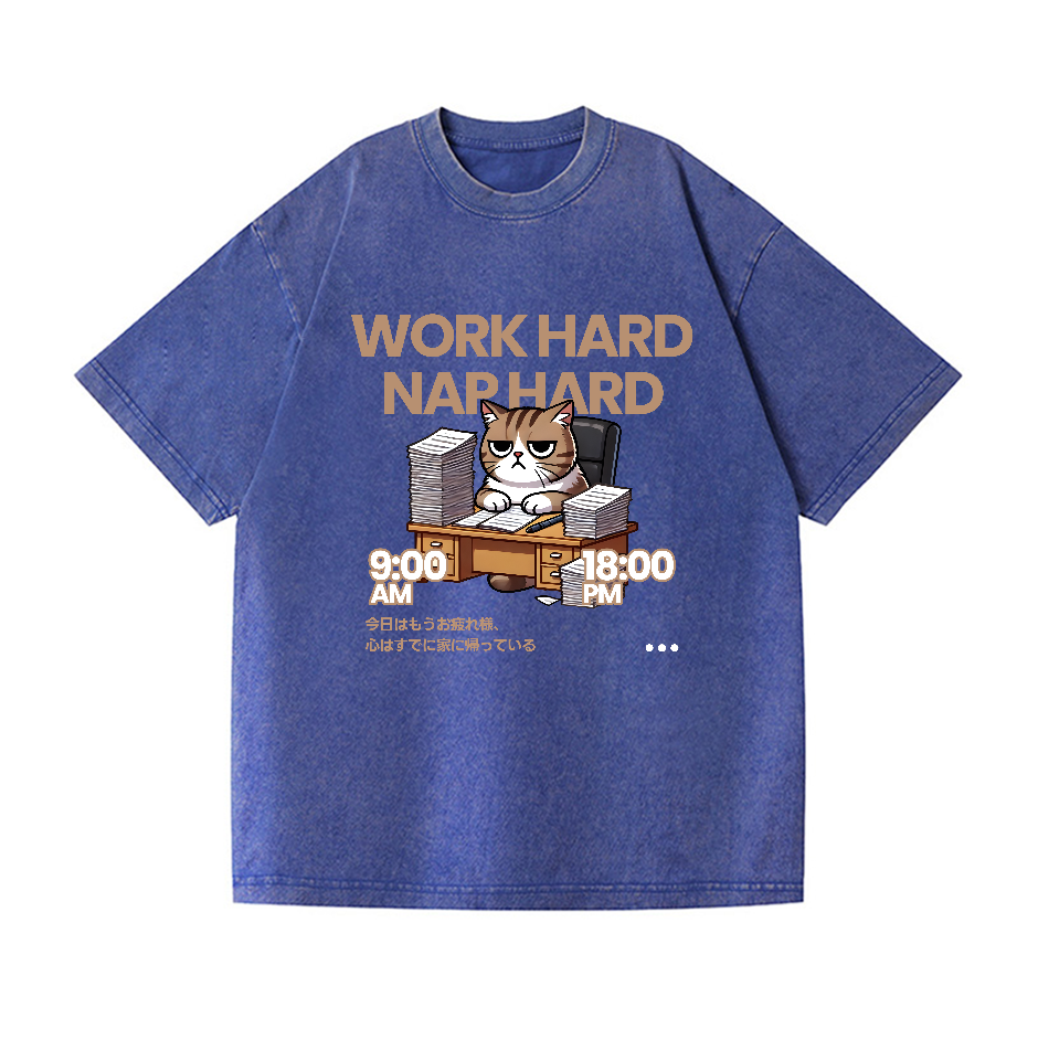 Cat Vintage Wash Japanese Design T-Shirt