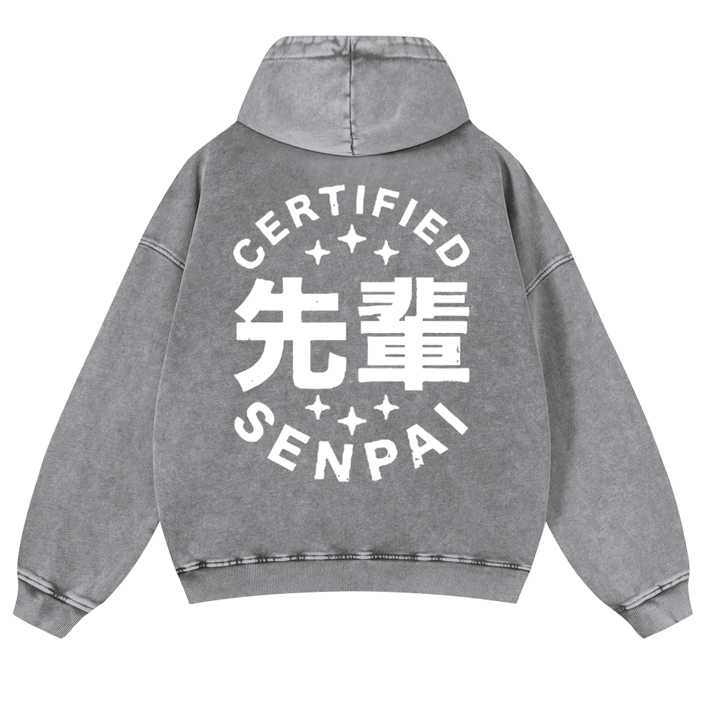 Certified Senpai Vintage Washed Cotton Back Art Hoodie