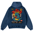 Spicy Dinosaur Vintage Washed Cotton Back Art Hoodie