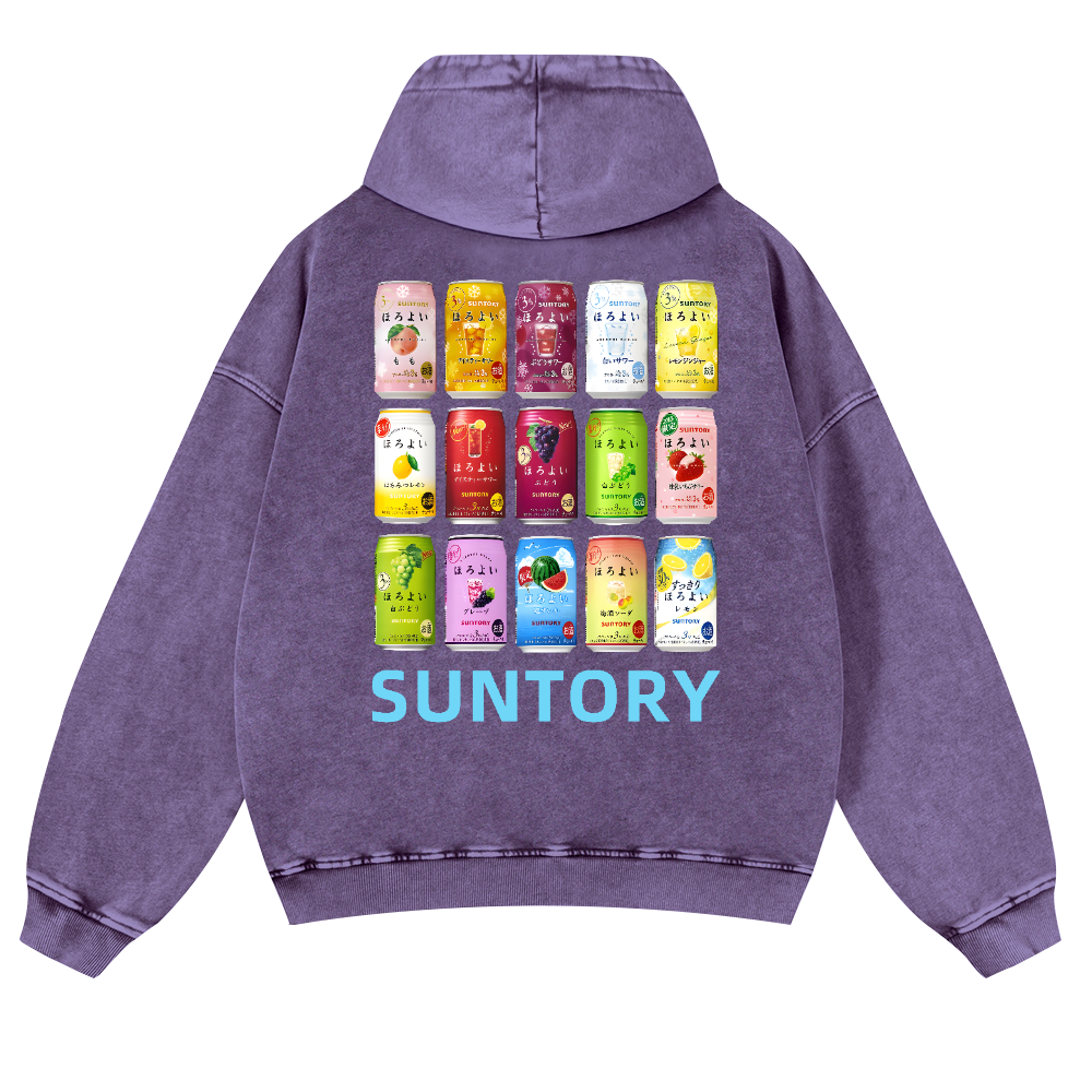 Suntory Vintage Washed Cotton Back Art Hoodie
