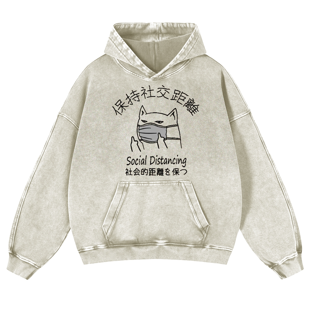 Social Distancing Vintage Washed Thick Hoodie