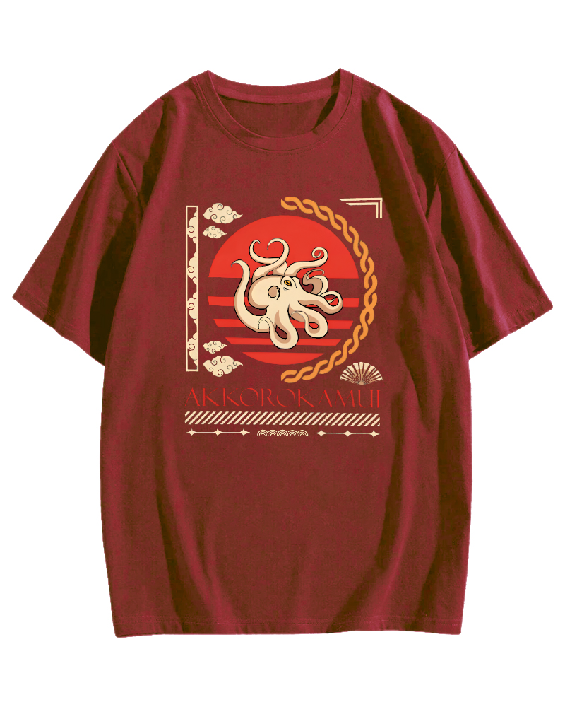 Japanese Octopus Cotton casual T-shirt