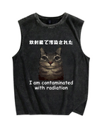 Cat Contaminated By Radiation Vintage Distressed Washed Tank Top