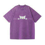 Black Cat Vintage Wash Japanese Design T-Shirt