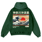 Kanagawa Ukiyo-e Great Wave Vintage Washed Cotton Back Art Hoodie