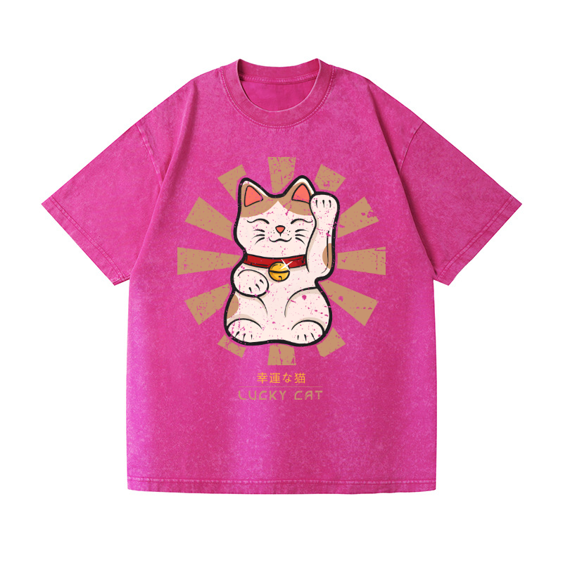 Lucky Cat Vintage Wash Japanese Design T-Shirt