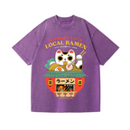 Ramen Lucky Cat Vintage Wash Japanese Design T-Shirt