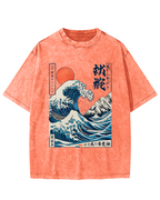 Ukiyo-e ocean Waves Vintage Washed T-shirt