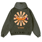 Catdog Vintage Washed Cotton Back Art Hoodie