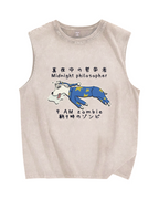 Midnight Philosopher Vintage Distressed Washed Tank Top