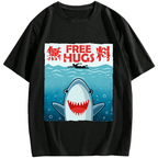 Free Shark Hug Cotton casual T-shirt