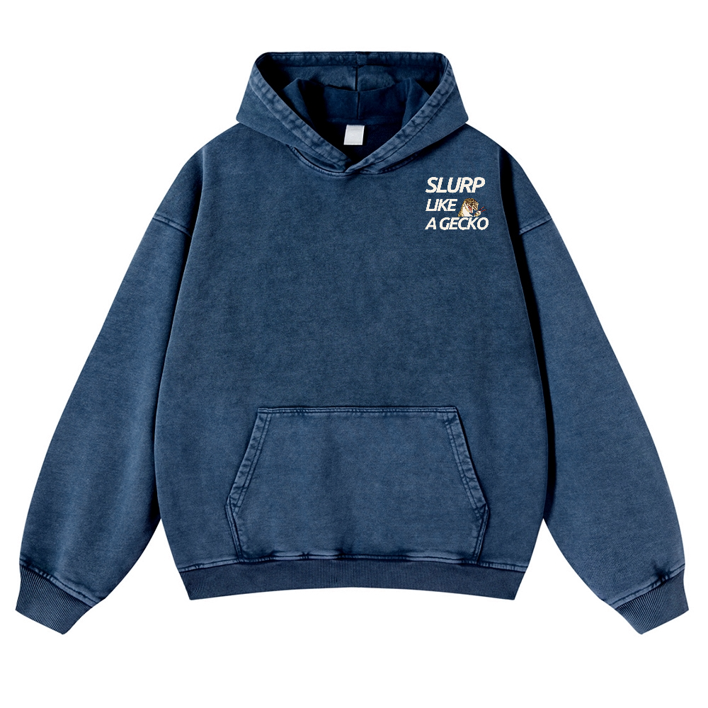 Gecko Vintage Washed Cotton Back Art Hoodie