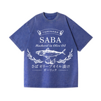 Mackerel Fish Vintage Wash Japanese Design T-Shirt