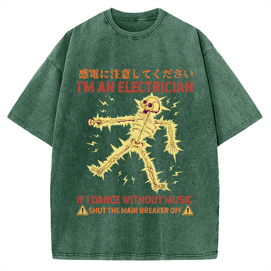 Electrician Dance Skeleton Vintage Washed T-shirt
