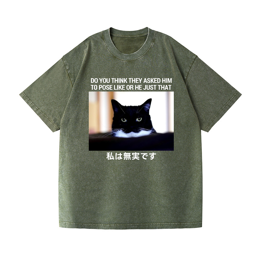 Cat Vintage Wash Japanese Design T-Shirt