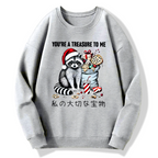 You are my treasure, Christmas wild raccoon Cotton Pullover Sweatshirt