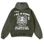 Octopus Vintage Washed Cotton Back Art Hoodie