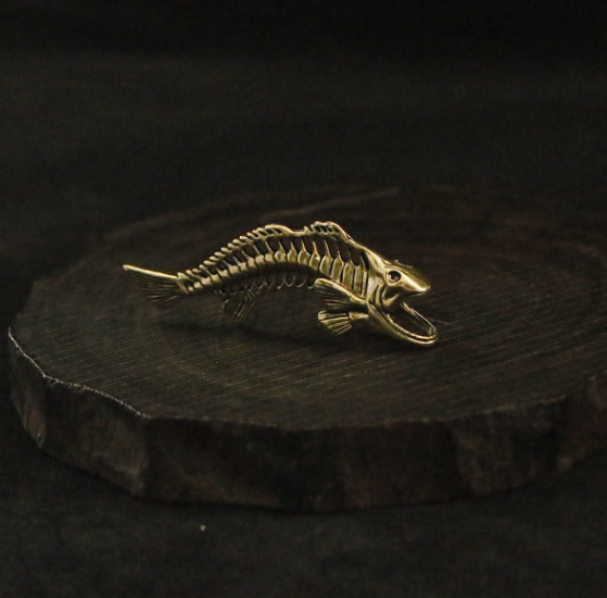 Vintage Brass Fishbone Keychain