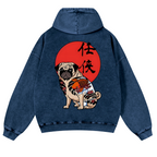 Dog Vintage Washed Cotton Back Art Hoodie