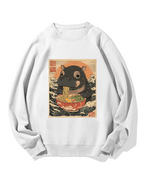 Hippo eating ramen Cotton Sweatshirt