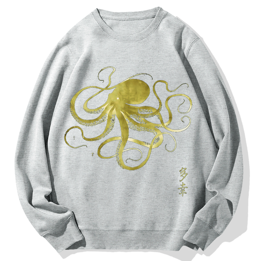 Japanese Octopus Geek Cotton Sweatshirt