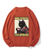 Kimono Coffee Cat Cotton Sweatshirt