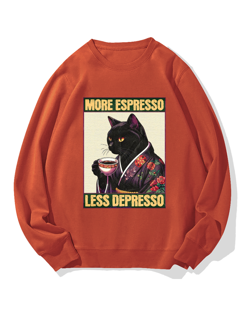 Kimono Coffee Cat Cotton Sweatshirt