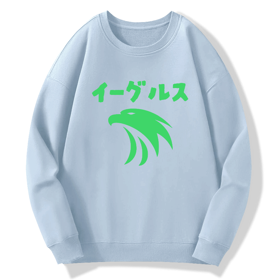 Japanese logo eagle Cotton Pullover Sweatshirt