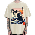 Kanagawa cat Vintage Washed T-shirt