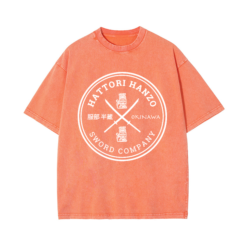 Hattori Hanzo Komainu Okinawa Sword Company Vintage Wash Japanese Design T-Shirt