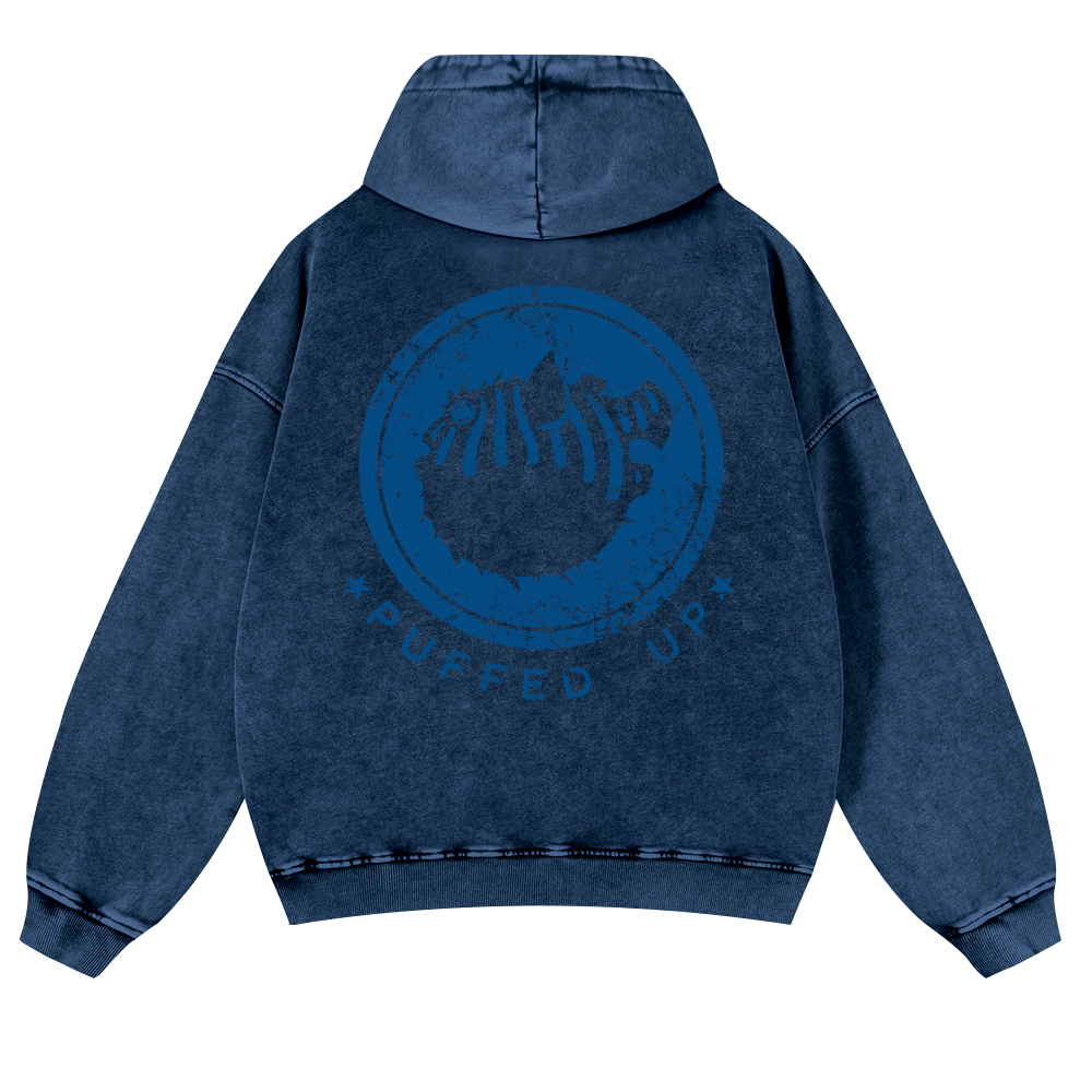 Pufferfish Vintage Washed Cotton Back Art Hoodie