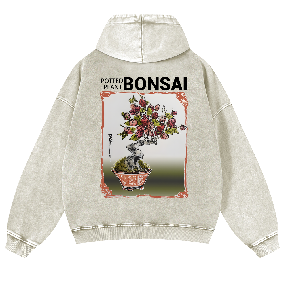 Bonsai Vintage Washed Cotton Back Art Hoodie