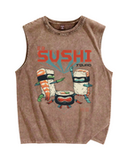 Masked Sushi Vintage Distressed Washed Tank Top