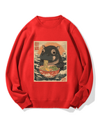 Hippo eating ramen Cotton Sweatshirt