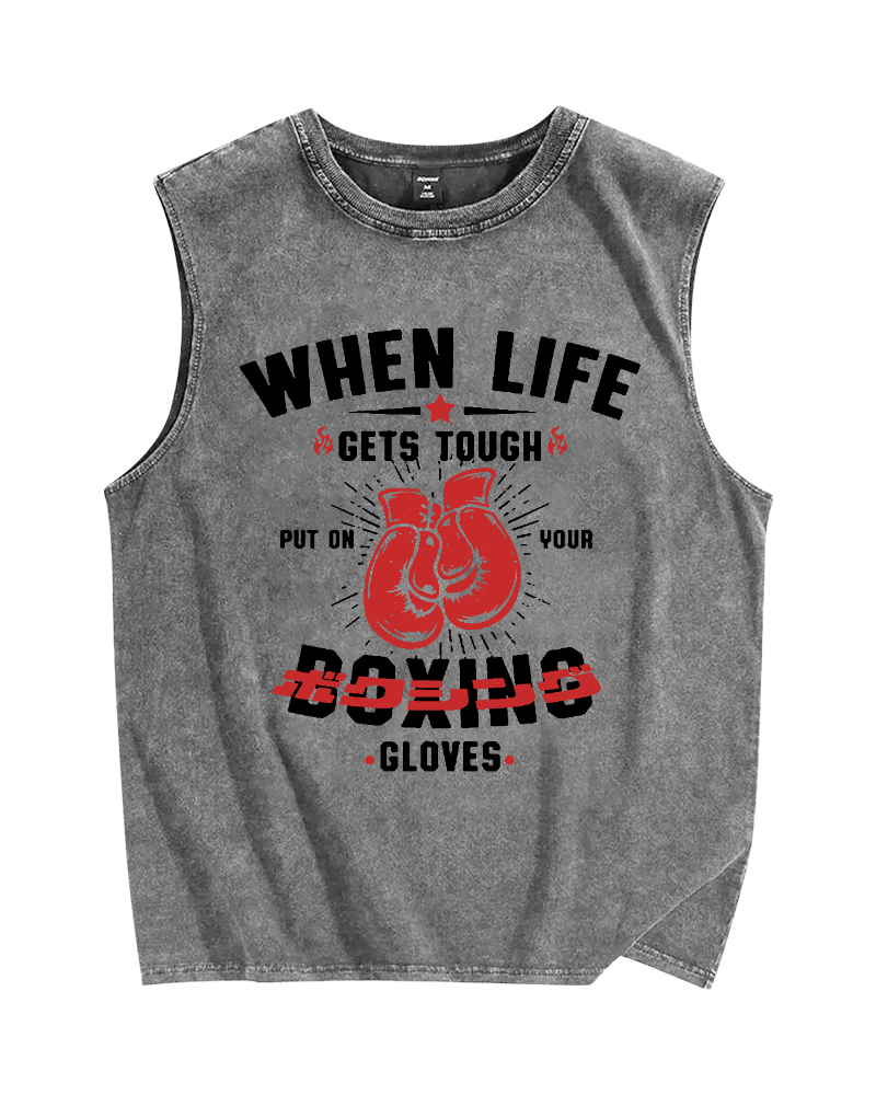 Boxing Gloves Vintage Distressed Washed Tank Top