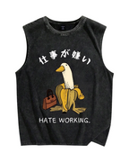 Hate Working Vintage Distressed Washed Tank Top
