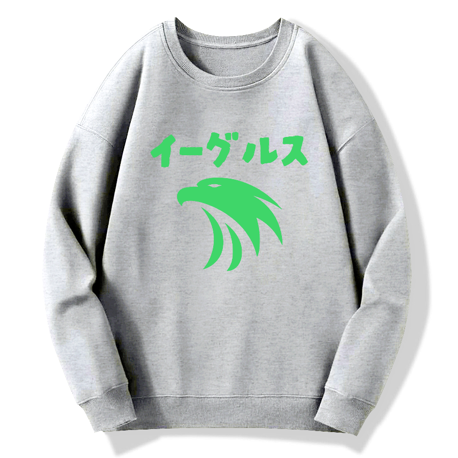 Japanese logo eagle Cotton Pullover Sweatshirt