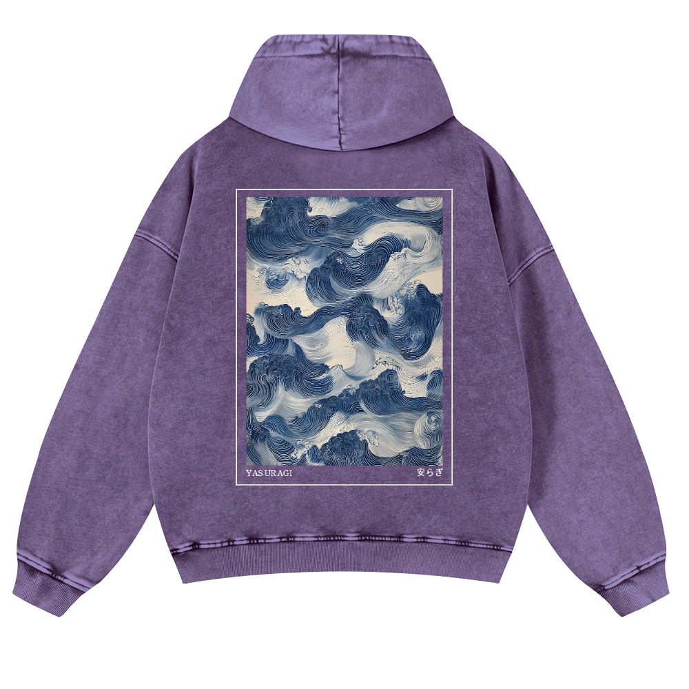 Yasuragi Vintage Washed Cotton Back Art Hoodie