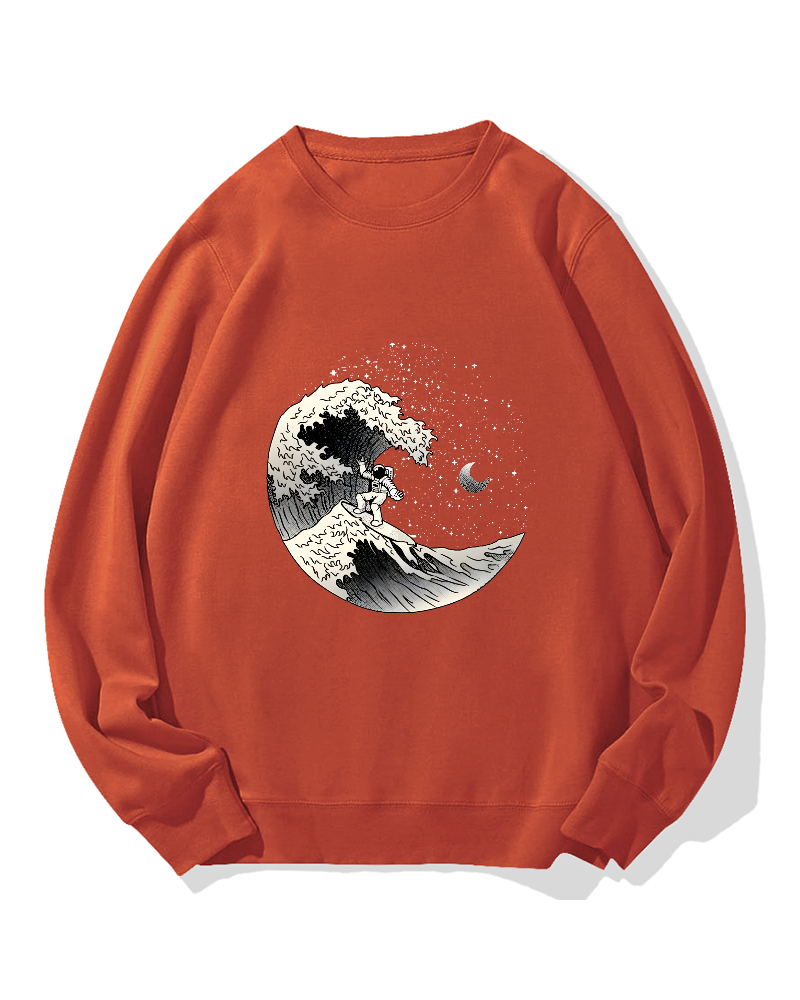 Astronaut surfing the waves Cotton Sweatshirt