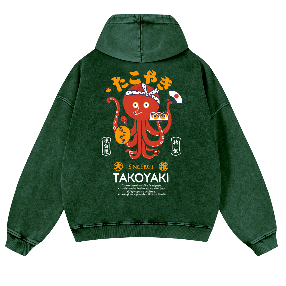 Takoyaki Octopus Vintage Washed Cotton Back Art Hoodie