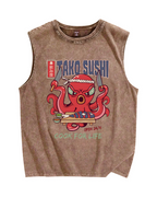 Tako Sushi Octopus Vintage Distressed Washed Tank Top