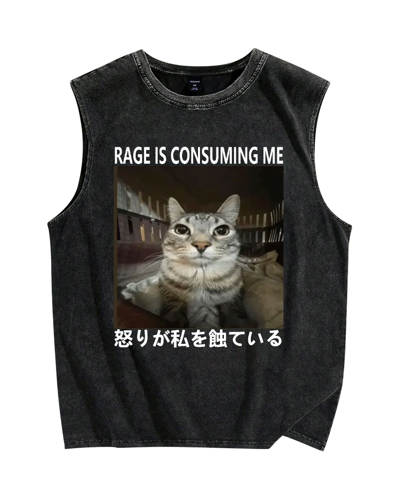 Rage is consuming me Vintage Distressed Washed Tank Top