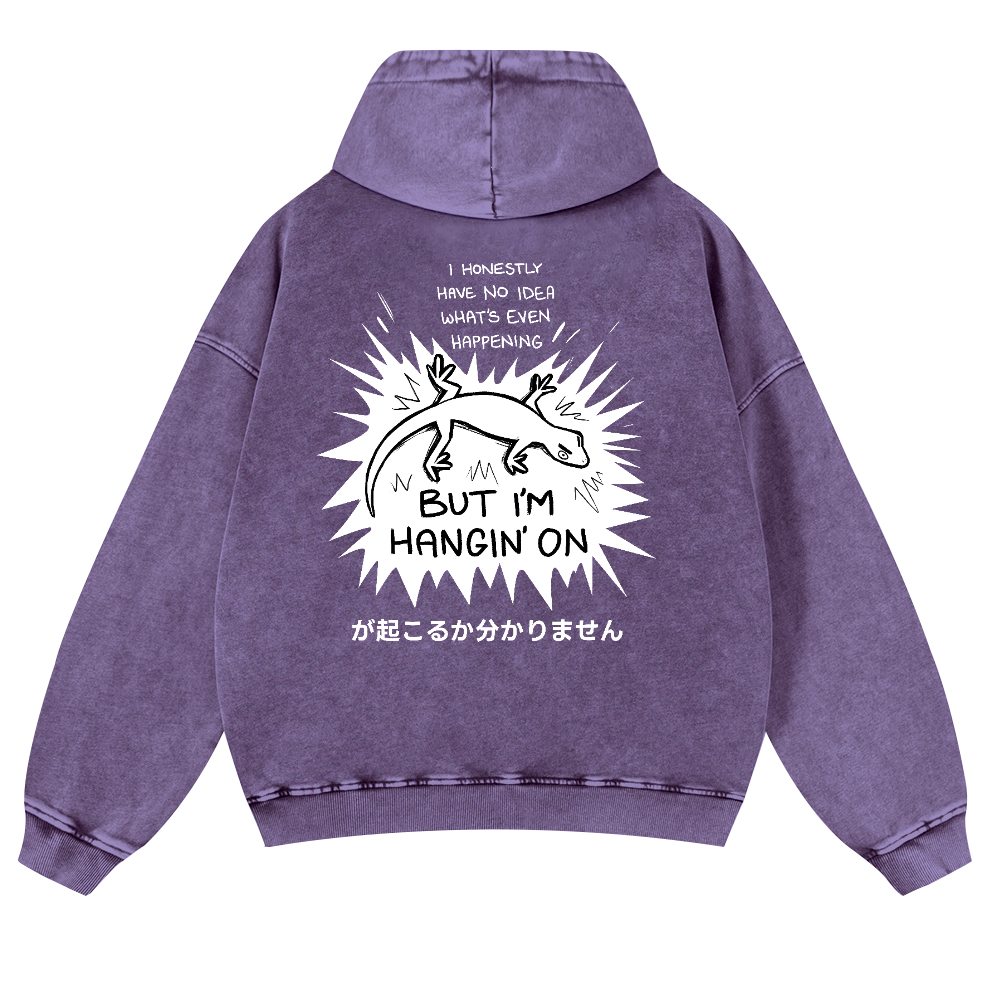 Gecko Vintage Washed Cotton Back Art Hoodie